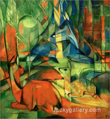 Deer in the Forest by Franz Marc paintings reproduction